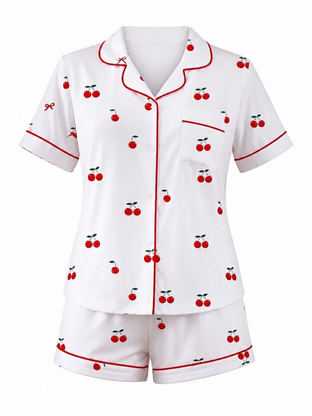 Red Cherry Pajama Short-Sleeve Set
